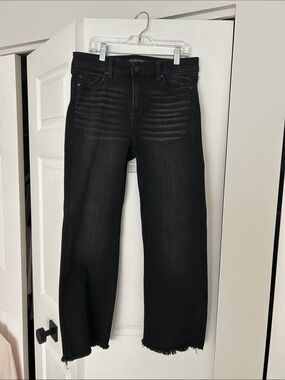 Liverpool Black Cropped Straight Jeans with Frayed Hem